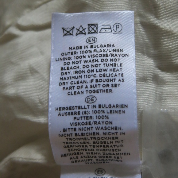 HOBBS London Two Button Long Sleeve Beige Linen Blazer - Size 4 - Picture 7 of 8